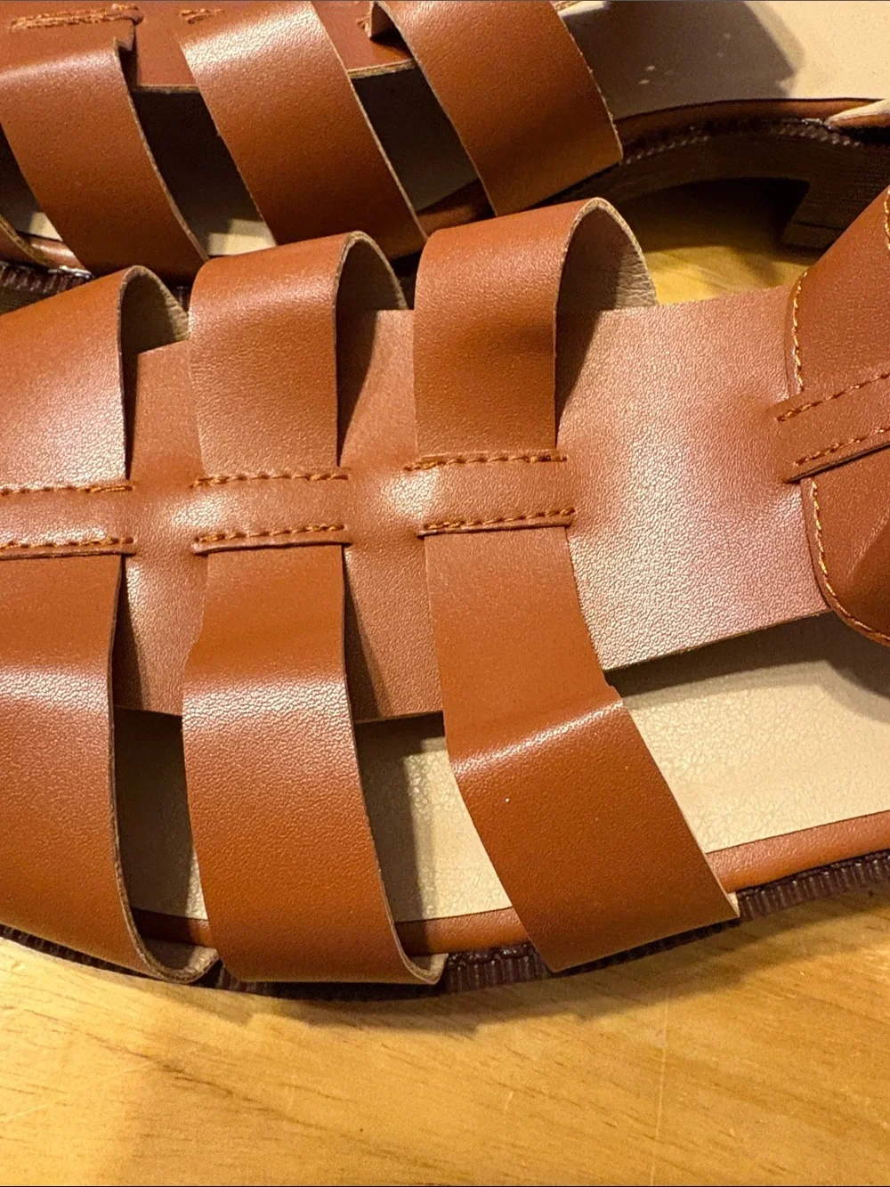 Mens Tan Leather Weave Fisherman Sandals